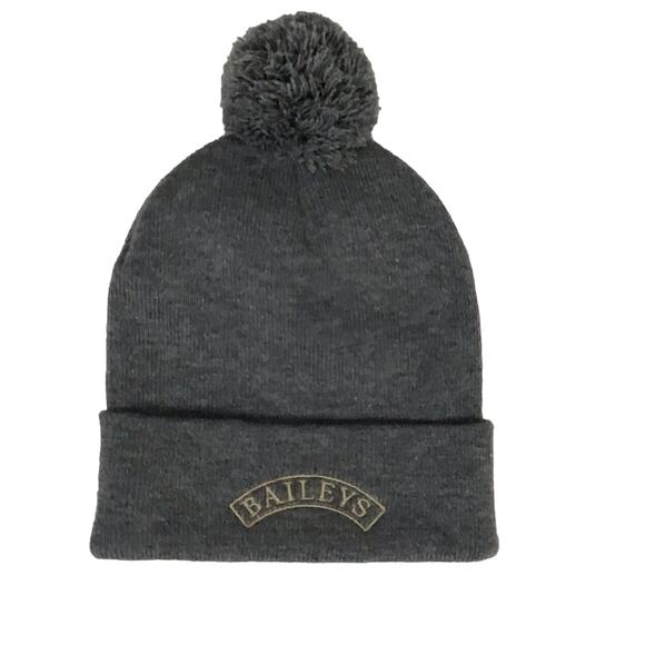NEW Baileys Irish Cream Liquor Heather Charcoal Gray Pom Pom Beanie Hat Top OS - Picture 1 of 4